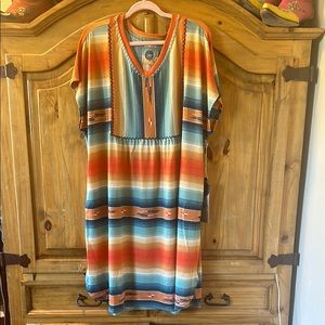 Colorful Striped V-Neck Dress